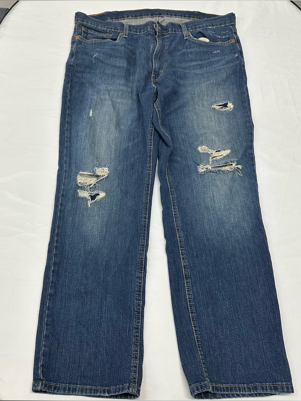 Levi's Blue Distressed Straight-Leg Jeans